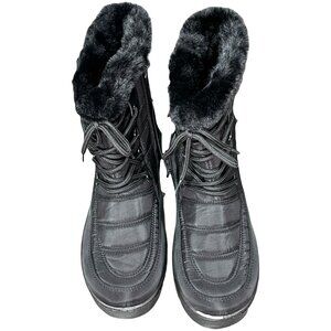 Charlotte Russe Womens Black Faux Fur-Lined Winter Boots Size 8